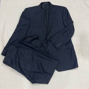 Canali Men's Navy Stripe Blazer And Pants 2-Piece Suit Italy Size 46R 56 - READ